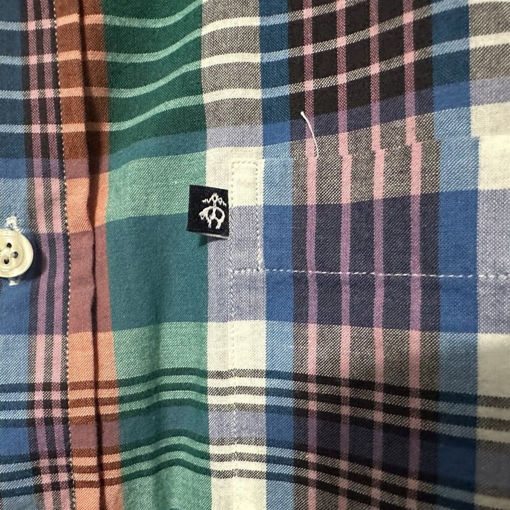 Brooks Brothers Shirt 346 Mens Plaid Button Down Madras X Large Short Sleeve - Picture 3 of 7